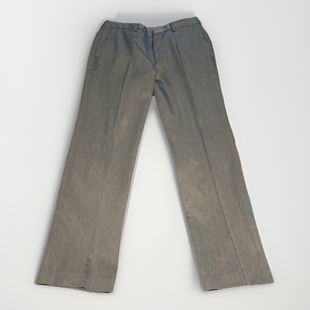 Perry Ellis Portfolio Dress Pants 34x32 Gray Modern Fit Stretch Mens
